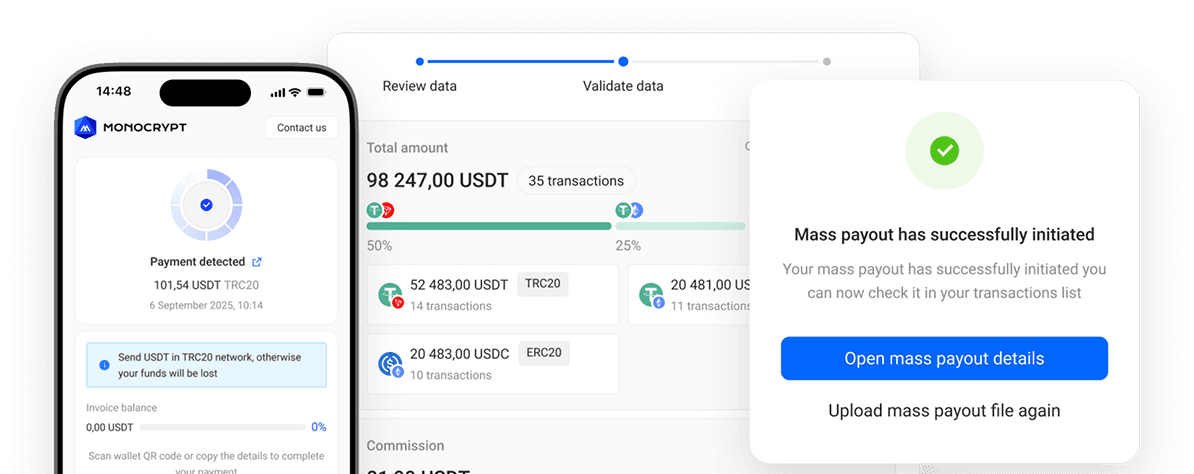 generate invoices and initiate mass payouts