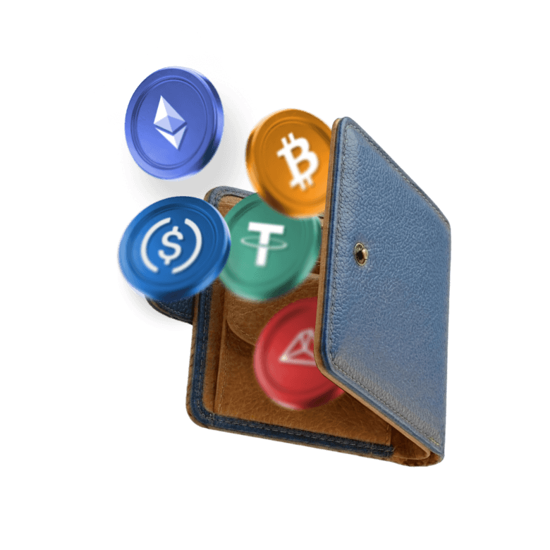 Business crypto wallet with cryptocurrency coins